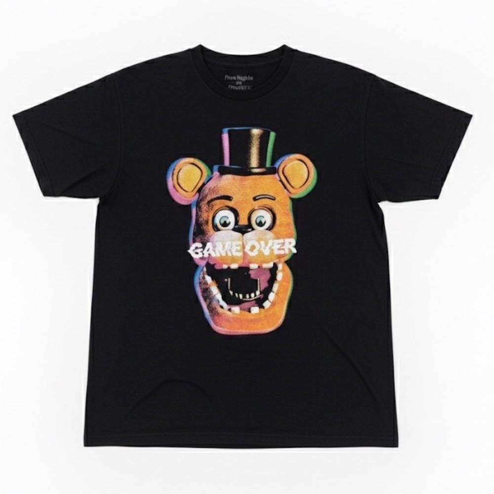 Five Nights at Freddys Game Over T Shirt Black XL Freddy Fazbear Graphic Tee